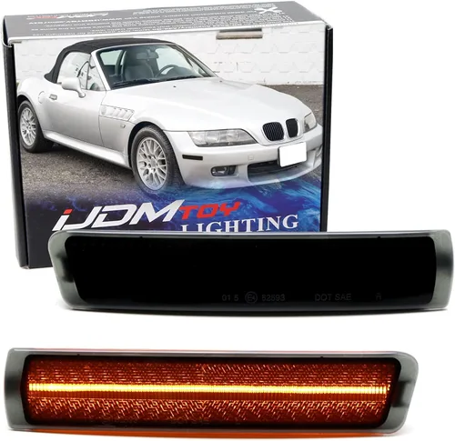 Miniatura 12 de iJDMTOY Luces de marcador laterales con tira LED ámbar para parachoques delantero semidansparente compatible con BMW Z3 Roadster convertible