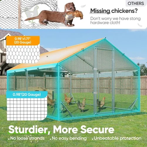 Miniatura 3 de Quictent Gallinero grande de metal para más de 20 aves de corral con caja nido beige, paño y cubierta de herrajes laterales, serie avanzada