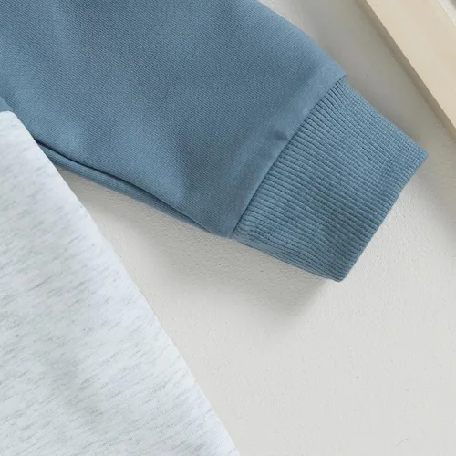 Miniatura 77 de Conjunto de ropa de otoño e invierno para bebé niño pequeño, sudadera de manga larga con colores contrastantes, pantalones elásticos para recién