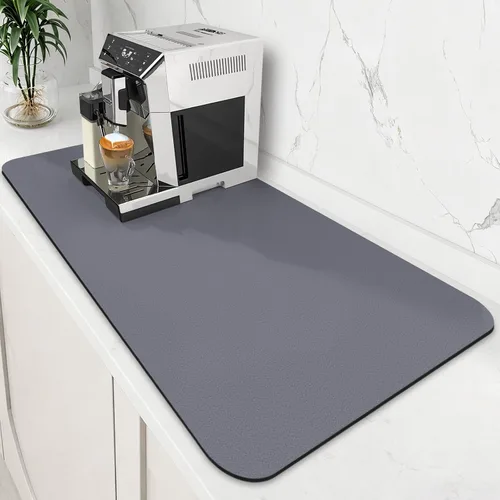 Miniatura 16 de WISELIFE Tapete de café súper absorbente para secar platos, accesorios de barra de café, combina con máquina, tapetes de secado grandes para Negro