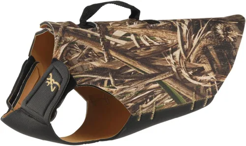 Browning Chalecos de neopreno camuflaje para perros, protección completa para caza con placa flexible en el pecho, Realtree MAX-5 (5mm), Pequeño