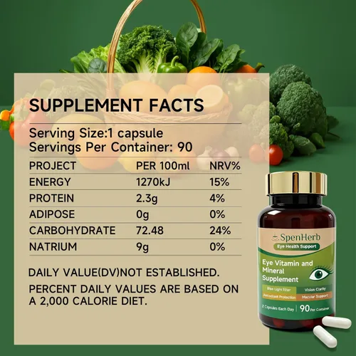 Miniatura 6 de Suplemento de vitaminas y minerales para los ojos, apoyo para la visión, 90 cápsulas con luteína y zeaxantina, vitamina C E, zinc cobre, suplementos