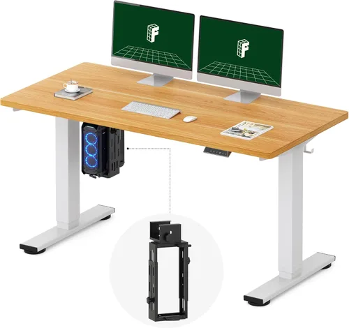 Miniatura 52 de FLEXISPOT EN2 Escritorio de pie de una pieza completa con regleta de alimentación de abrazadera, escritorio eléctrico de altura ajustable de 40 x 24