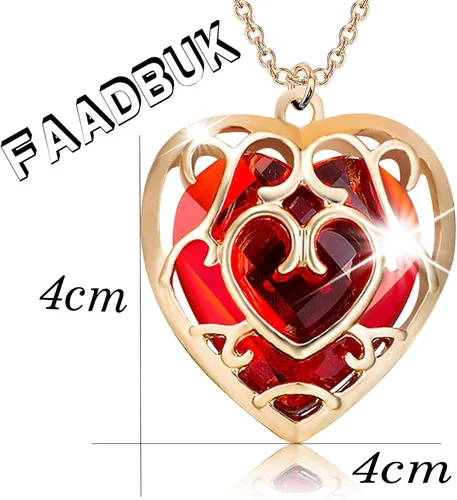 Miniatura 2 de FAADBUK Cosplay Jewelry Skyward Sword Heart Sapphire Ruby Necklace Gamer Fans Gift for Women Girl