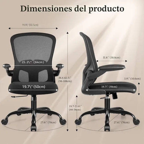 Miniatura 2 de FelixKing Sillas de escritorio de oficina, silla ergonómica de escritorio para PC con ruedas, soporte lumbar ajustable y altura, silla giratoria