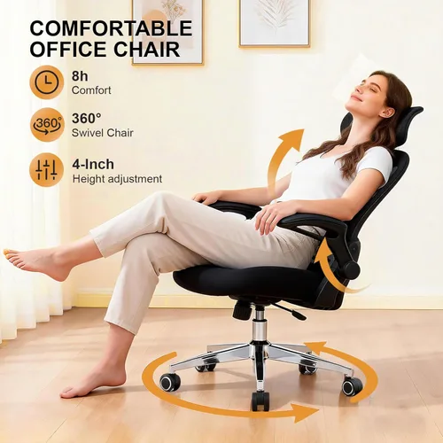 Miniatura 6 de Silla de oficina, silla de oficina para oficina en casa cómoda en casa y estudio, silla de computadora de malla de respaldo alto con soporte lumbar
