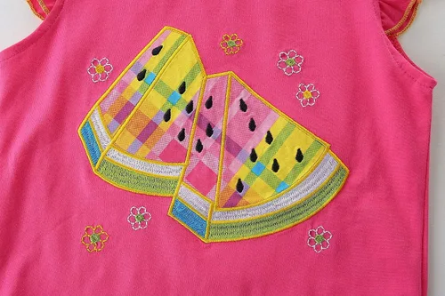 Miniatura 4 de Conjunto de ropa de verano para niña, 100% algodón, camisa y pantalones cortos, con apliques de dibujos animados