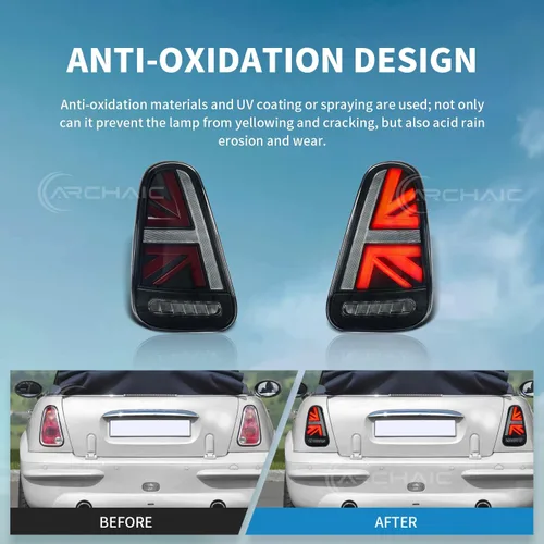 Miniatura 7 de Archaic Luces traseras compatibles con Mini Hatch R50 R53 2001-06 [One D,Cooper S, Cooper] y Mini Cabrio R52 2004-08 [Cooper S, One], con animación