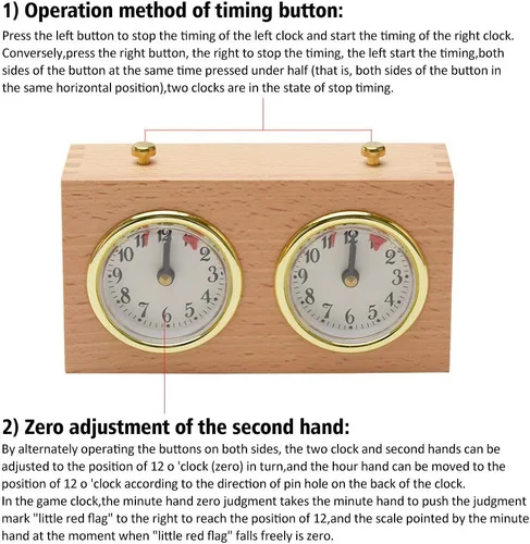Miniatura 3 de fayle Temporizador de reloj de ajedrez, juego de mesa analógico de madera de competencia herramientas de sincronización mecánica de alta precisión