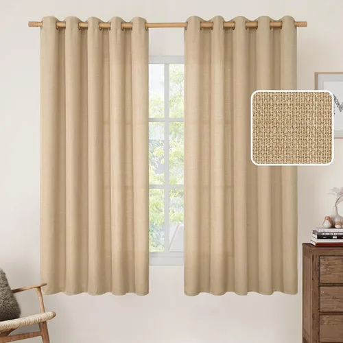 Miniatura 48 de LAMIT Cortinas de Lino Blancas Semitransparentes para Dormitorio, Paneles Filtrantes de Luz, Cortinas de Lino con Ojales de Protección de Privacidad