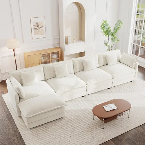 Miniatura 10 de mikibama - Sofá seccional modular, sofá en forma de L de 76.4 pulgadas para sala de estar, sofá cama cómodo tipo nube con otomano móvil, combinación