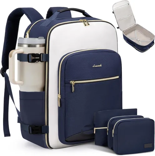 Miniatura 10 de LOVEVOOK Mochila de Viaje Grande para Mujeres Equipaje de Mano Mochila Bolsas de Artículos Personales Esenciales, Caqui-beige, Mochilas de viaje