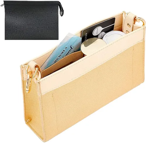 WADORN Organizador de bolso de piel sintética, organizador de neceser, bolsa de mano, moldeador interior con anillos, múltiples compartimentos,