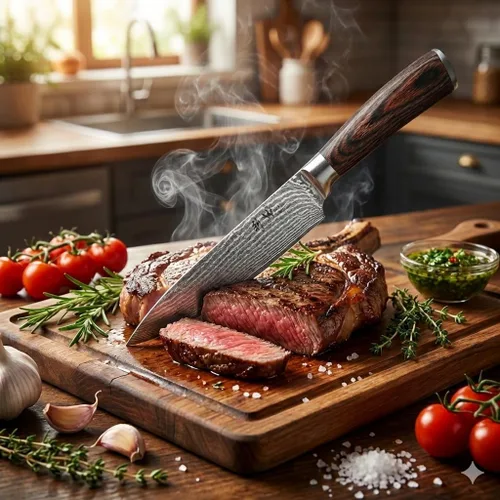 Miniatura 2 de Wakoli EDIB Cuchillo Santoku de Damasco – Cuchillo de cocina de estilo japonés de 6.7 pulgadas, hoja de acero de Damasco de 67 capas con núcleo 1