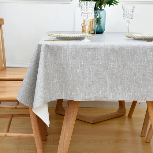 Miniatura 9 de Mantel Impermeable Limpiable para Mesa Rectangular, Manteles de Vinilo Resistente para Exteriores, Cubierta de Mesa de PVC para Picnic
