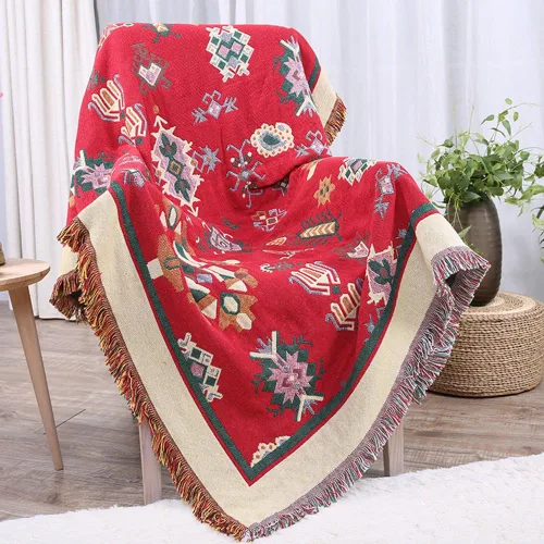 Miniatura 3 de MIFXIN Manta de felpilla jacquard de 35 x 82 pulgadas, manta tejida de algodón de doble cara con borlas decorativas, manta ligera y suave para cama