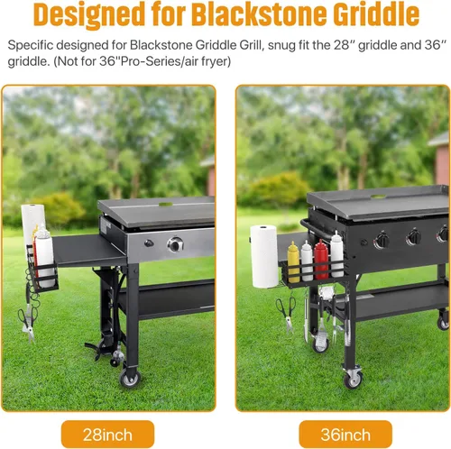Miniatura 3 de Carrito de plancha de acero inoxidable mejorado con soporte para toallas de papel sin tambaleo para parrillas Blackstone de 28"/36", caja