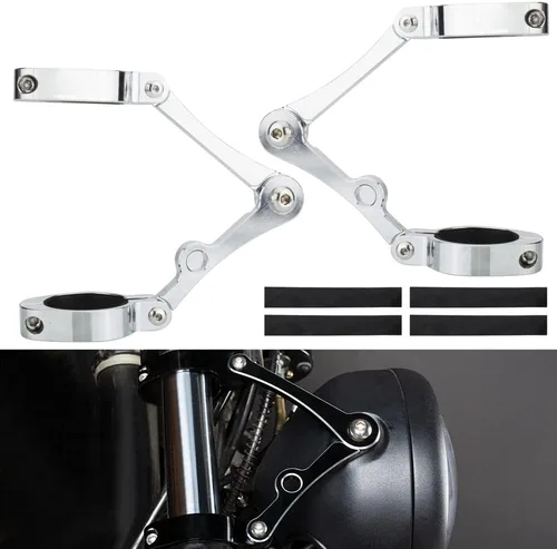 Miniatura 8 de Soporte Universal de Montaje de Faro de Motocicleta Negro 39-41mm Tubos de Horquilla Aluminio CNC Soporte de Faro Delantero Compatible con Harley