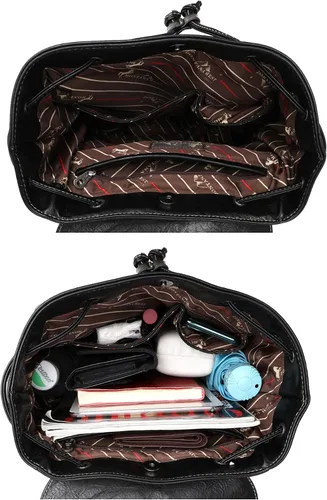 Miniatura 4 de Montana West Fringe Concho Collection - Mochila escolar grande de viaje con borla, a negro