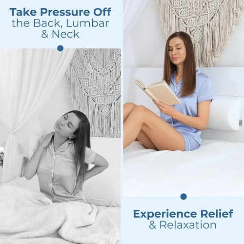 Miniatura 7 de 5 STARS UNITED Half Moon Bolster - Almohada semirenrollable y almohada de rodilla para personas que duermen de lado, 100% espuma viscoelástica