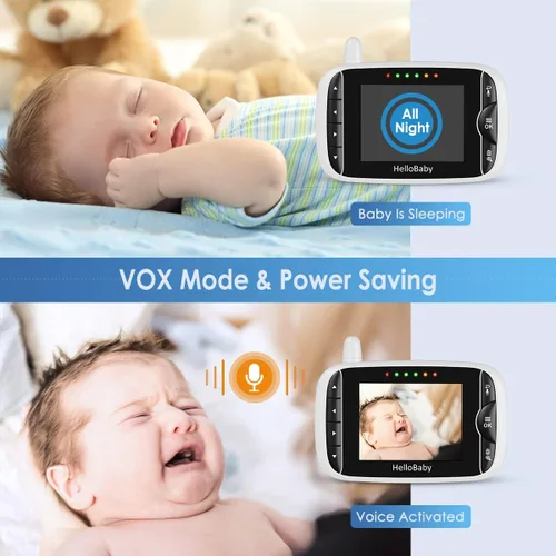 Miniatura 5 de HelloBaby Monitor de bebé con cámara y audio, pantalla LCD IPS, monitor de video sin WiFi, visión nocturna infrarroja, pantalla de temperatura