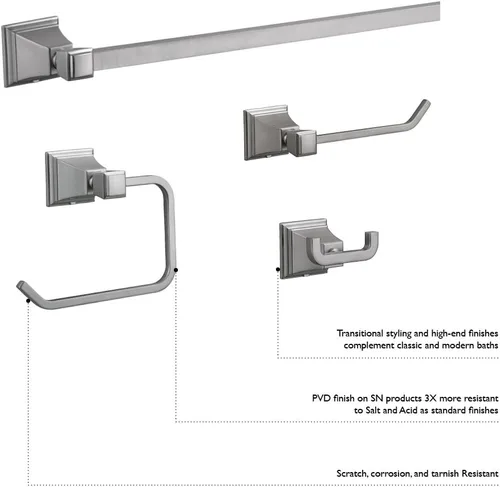 Miniatura 10 de Design House 560466 Torino Classic Modern - Toallero de pared para baño, cocina, níquel satinado