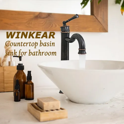 Miniatura 2 de Grifo de fregadero ORB para baño, grifo alto de un solo agujero, montaje sobre lavabo, desagüe desplegable sin desbordamiento, líneas de suministro