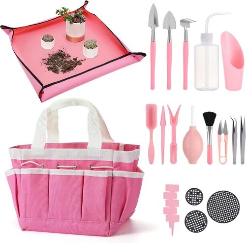 Miniatura 8 de Juego de 44 piezas de herramientas para plantas suculentas - Estera de re-plantación para interior de 39.4" y bolsa de 19 piezas de mini