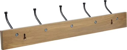 Miniatura 4 de Amazon Basics - Perchero de pared rectangular estilo casa de campo con ganchos de almacenamiento, 5 ganchos, color madera de granero Casa de campo