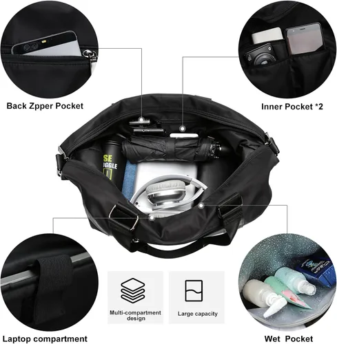 Miniatura 3 de Bolsa de viaje para gimnasio, bolsa de hombro para fin de semana para mujer