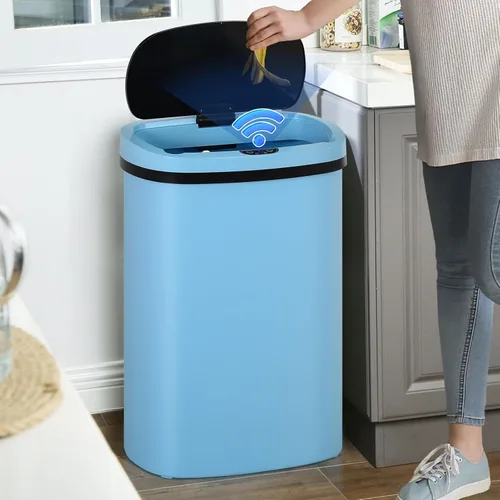 Miniatura 13 de Dkeli Bote de Basura Automático de 13 Galones, Bote de Basura de Cocina de 50 Litros Sin Contacto con Tapa, Contenedor de Residuos Cepillado