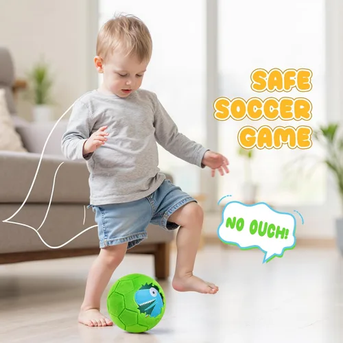 Miniatura 6 de ZOOJOY Balón de fútbol interior para niños pequeños de 1 a 3 años, pelota de fútbol silenciosa para bebé, felpa suave inflable con bomba, juguetes