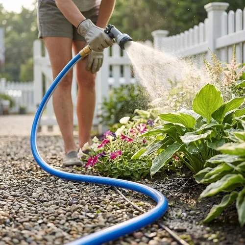 Miniatura 8 de Manguera de jardín corta de 3/4 pulgadas x 5 pies. Tubo de agua ligero y flexible para uso comercial, carrito de carrete y conexión de equipos, sin
