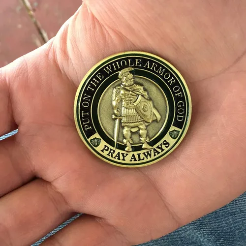 Miniatura 6 de Moneda de desafío de armadura de Dios, Medallón de coleccionista de monedas de oración