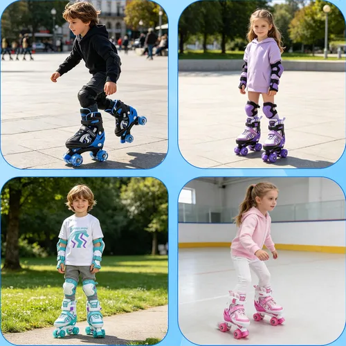 Miniatura 7 de Patines ajustables para niños y niñas, con todas las ruedas iluminadas de 5 a 8 años y 8 a 12 años, para principiantes en deportes al aire libre e