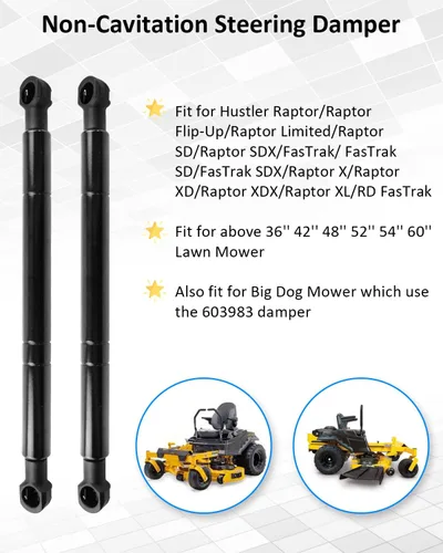 Miniatura 2 de Paquete de 2 amortiguadores de dirección para Hustler Raptor SD SDX XD XDX Flip-Up Limited FasTrak Big Dog y más modelos de cortacésped