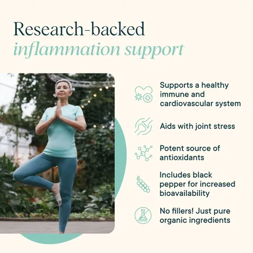 Miniatura 5 de Ora Organic Curcumina de cúrcuma con piperina, extractos puros para el estrés articular y la salud cardiovascular, apoya la función cognitiva