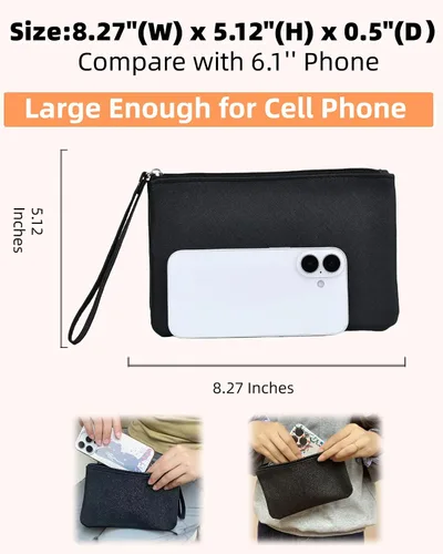 Miniatura 2 de Paquete de 2 pequeñas bolsas de maquillaje con cremallera para bolso, lápiz labial, organizador de maquillaje de viaje para mujeres, productos Negro