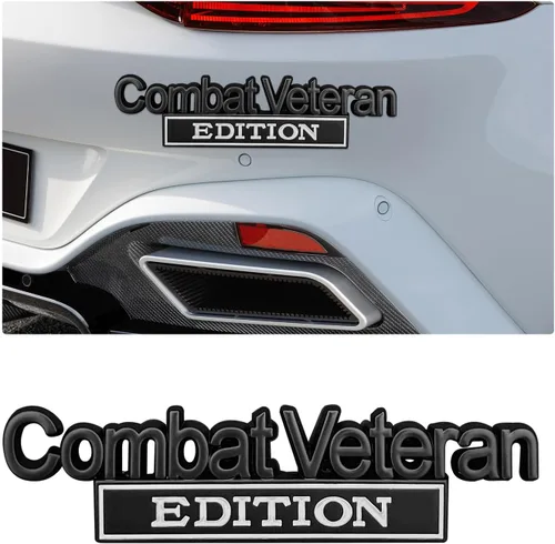 Miniatura 11 de Ziciner Emblema Edición Veterano de Combate, Insignia de Metal 3D Elevado para Guardabarros de Coche con Adhesivo Fuerte, Pegatina Universal