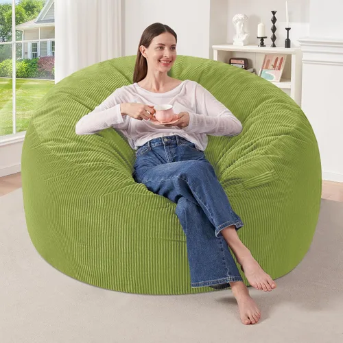 Miniatura 11 de HABUTWAY 2 puf de 2 pies, puf gigante para adolescentes y adultos, puf grandes con relleno de espuma viscoelástica, puf grandes con funda de pana
