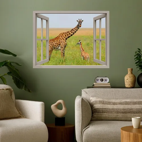 Miniatura 13 de wall26 Adhesivo decorativo para pared, diseño de oso y mariposa fuera de una ventana abierta, no se pega ni se pega, papel tapiz no tejido