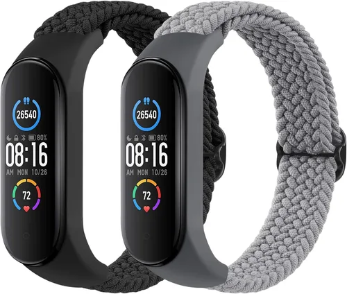 Paquete de 2 correas de nailon para Xiaomi Mi Band 7/6/5/4/3, correas de repuesto de nailon trenzado suave Solo Sport
