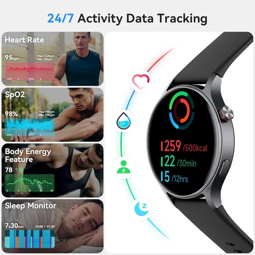 Miniatura 2 de Reloj inteligente para hombres y mujeres, responder/hacer llamadas, pantalla ultra clara AMOLED de 1.32 pulgadas con monitor de frecuencia cardíaca
