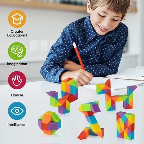 Miniatura 3 de Cubo de serpiente mediano, paquete de 4 juguetes sensoriales para aliviar el estrés, suministros a granel, bolsas de regalo, juguetes para ansiedad