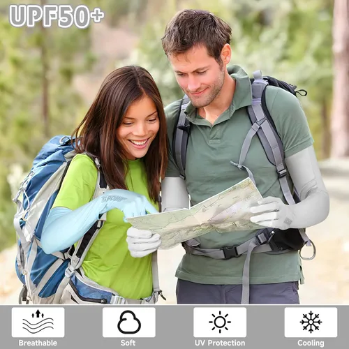 Miniatura 2 de 3 pares de guantes de sol largos UV para mujer, pantalla táctil, guantes protectores de dedo completo UPF 50+ para deportes al aire libre
