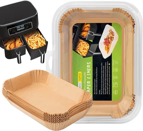 Revestimientos desechables para freidora de aire, forros rectangulares para freidora de aire, 8.6 x 5.5 pulgadas, forros de papel pergamino para