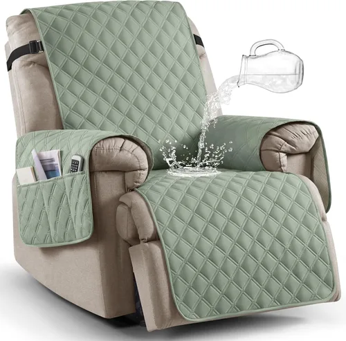 Miniatura 28 de Ruaozz Funda para Silla Reclinable 100% Impermeable Antideslizante de Tamaño Grande Funda Reclinable para Silla Reclinable Grande Funda de Asiento