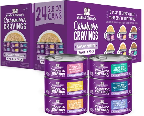 Miniatura 14 de Stella & Chewy's Carnivore Cravings Savory Shreds - Comida húmeda para gatos - Fórmula de alta humedad con pollo premium sin jaula y carne de res