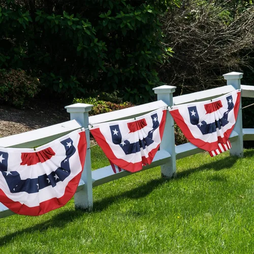 Miniatura 6 de Tatuo Paquete de 3 banderas de abanico plisadas estadounidenses de 1.5 x 3 pies, decoraciones patrióticas del 4 de julio, bandera de Estados Unidos