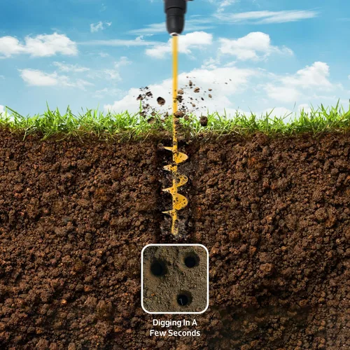Miniatura 6 de Broca de Barrena de Jardín para Plantar – 2"(D) x14.5"(L) – Barrena de Taladro Excavadora de Hoyos para Bulbos de Jardinería, Flores y Plantas